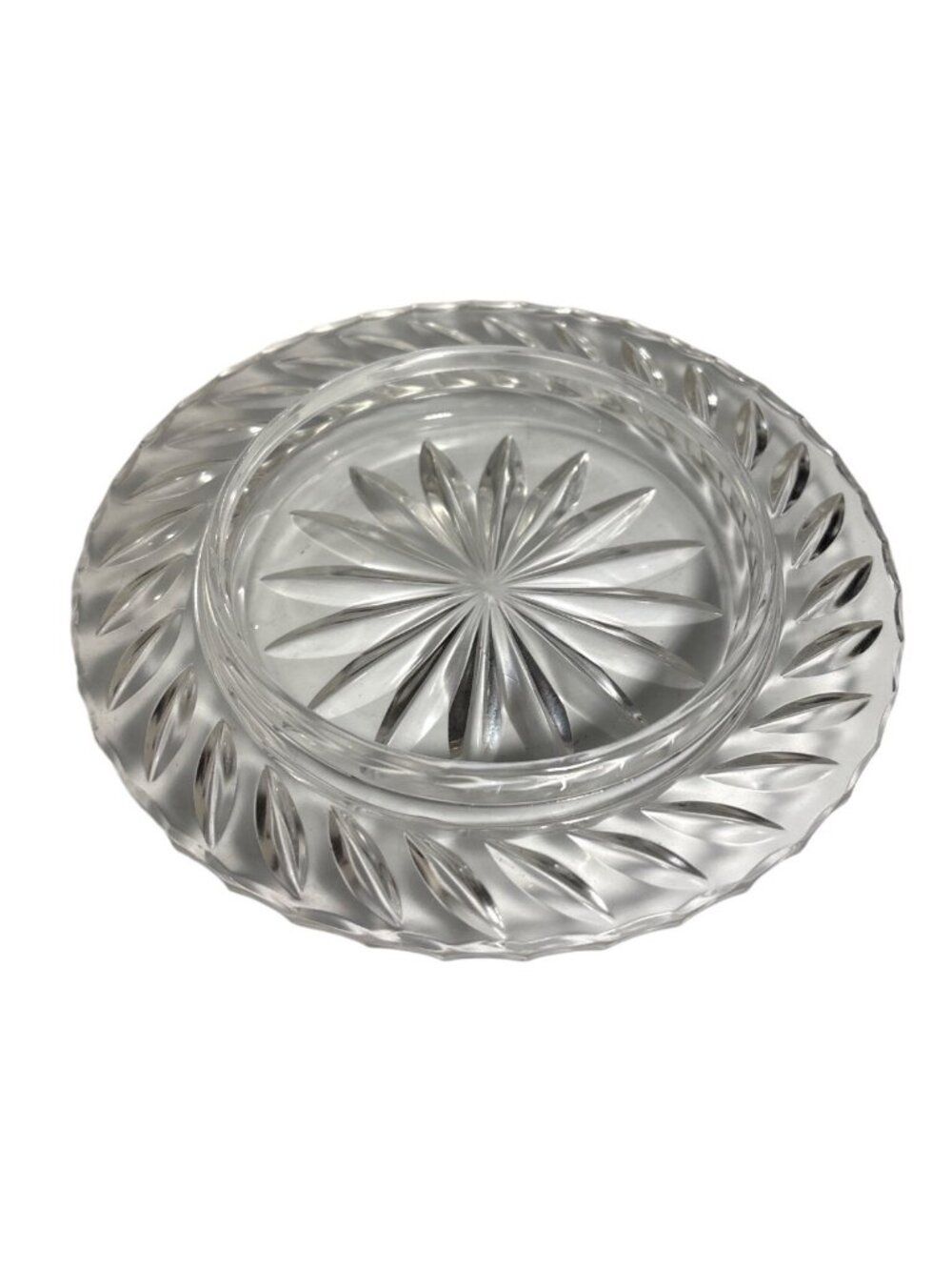 Vintage Clear Cut Lead Glass Domed Butter Cheese Dish PLATE ONLY 5"